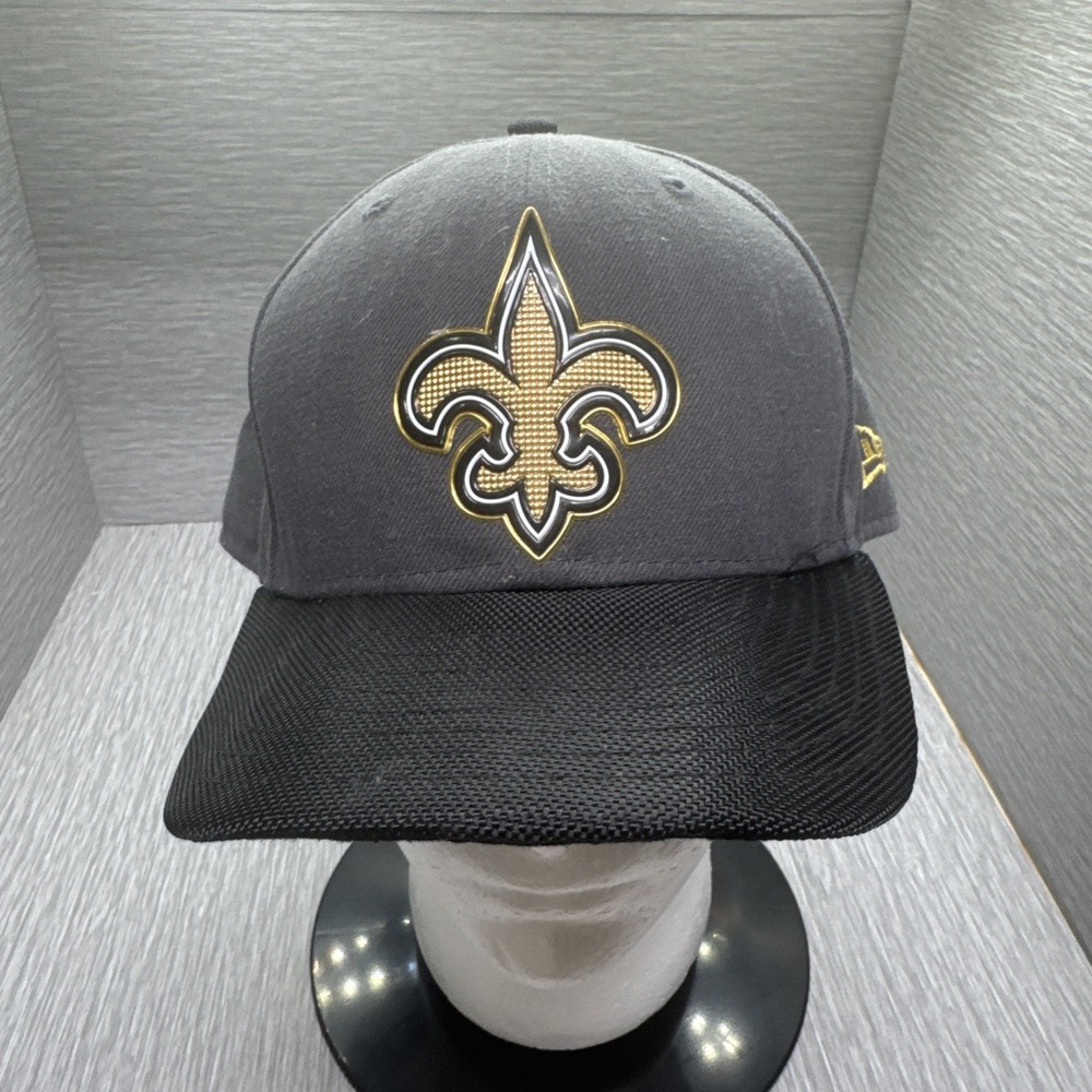New Orleans Saints New Era 59FIFTY Gray Black Fitted Hat‎ Cap NFL Football 8